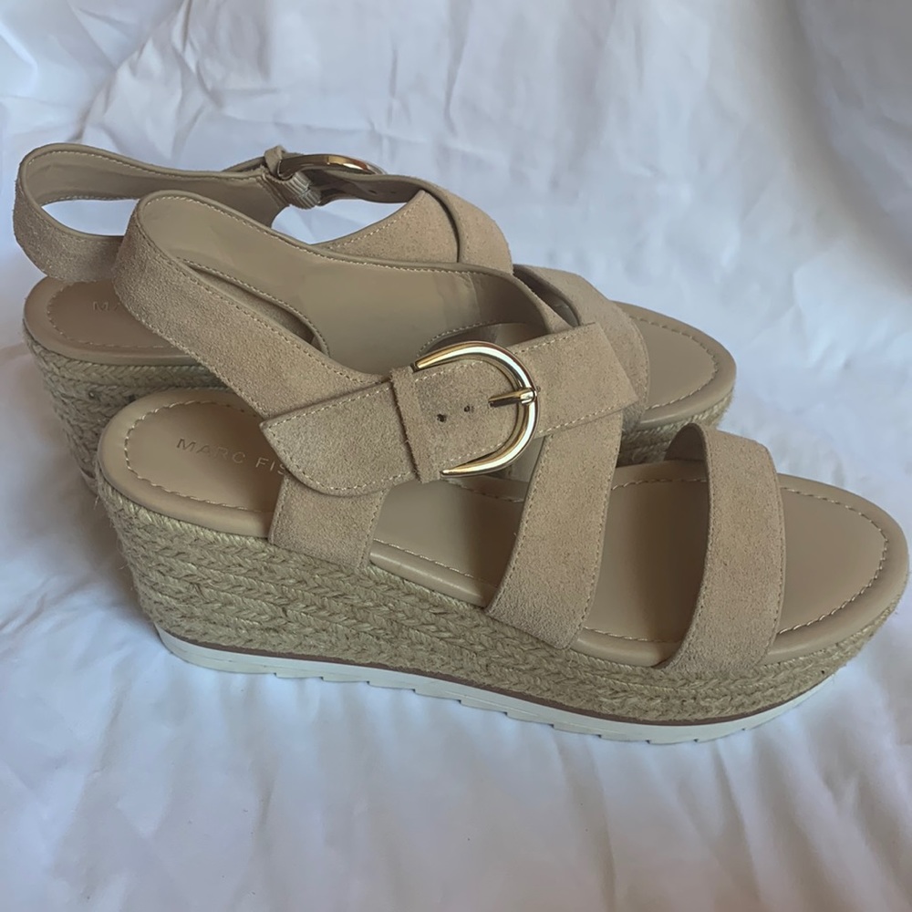 MARC FISHER Espadrilles wedge suede sandal heels Size 9 1/2
